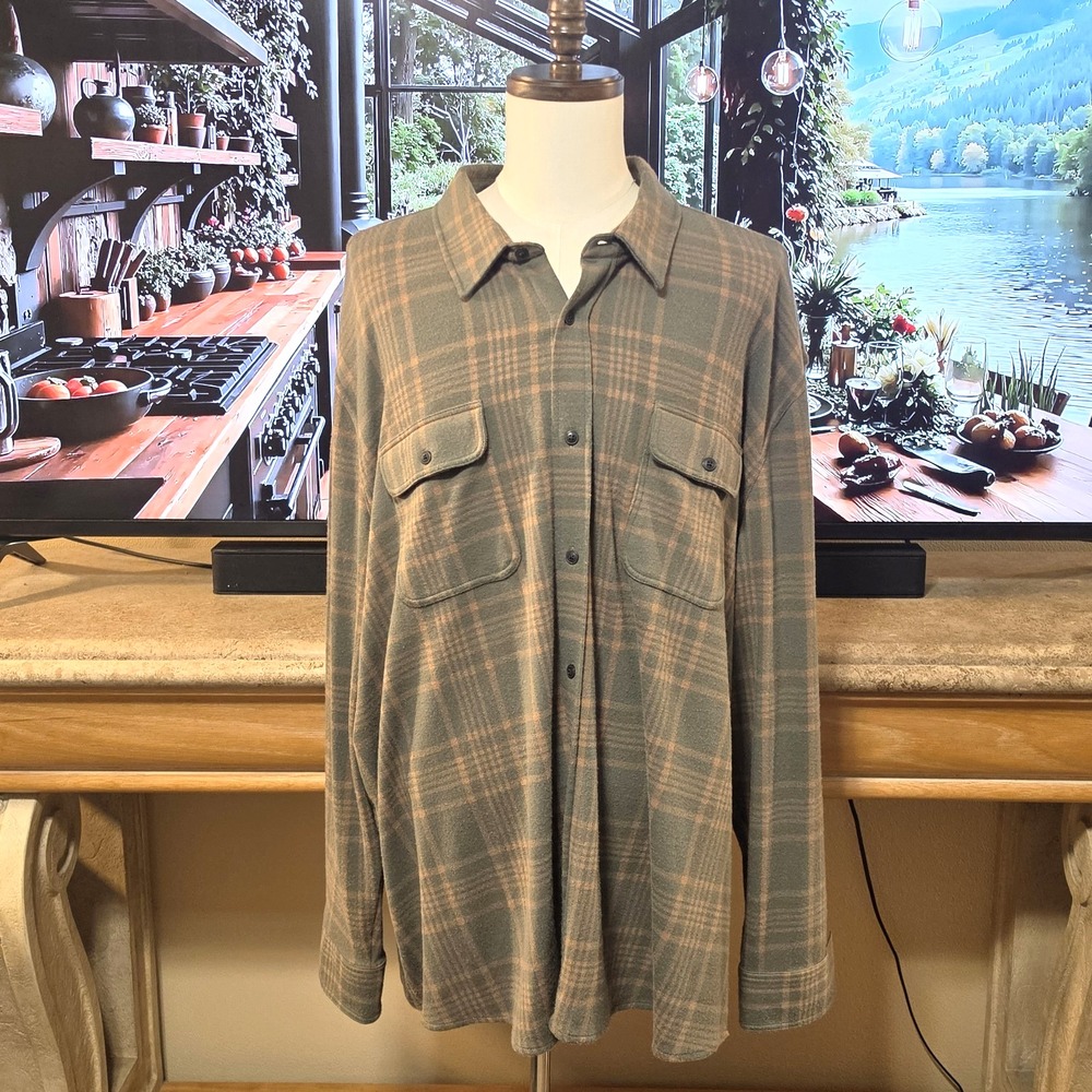 FAHERTY Mens 4XL Green Plaid Check Soft "Sweater Shirt" Sweatshirt NWT! - $198
